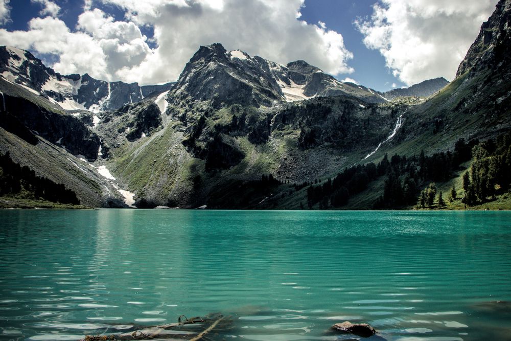 Turquoise water of one of the Multinskiye lakes