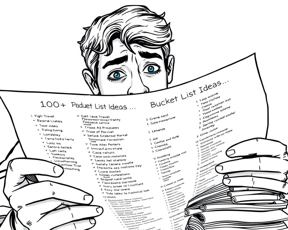 Someone organizing a large bucket list into sorted piles by category.