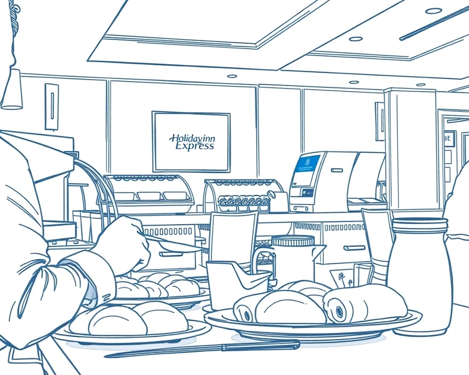 Guest enjoying free breakfast at Holiday Inn Express buffet